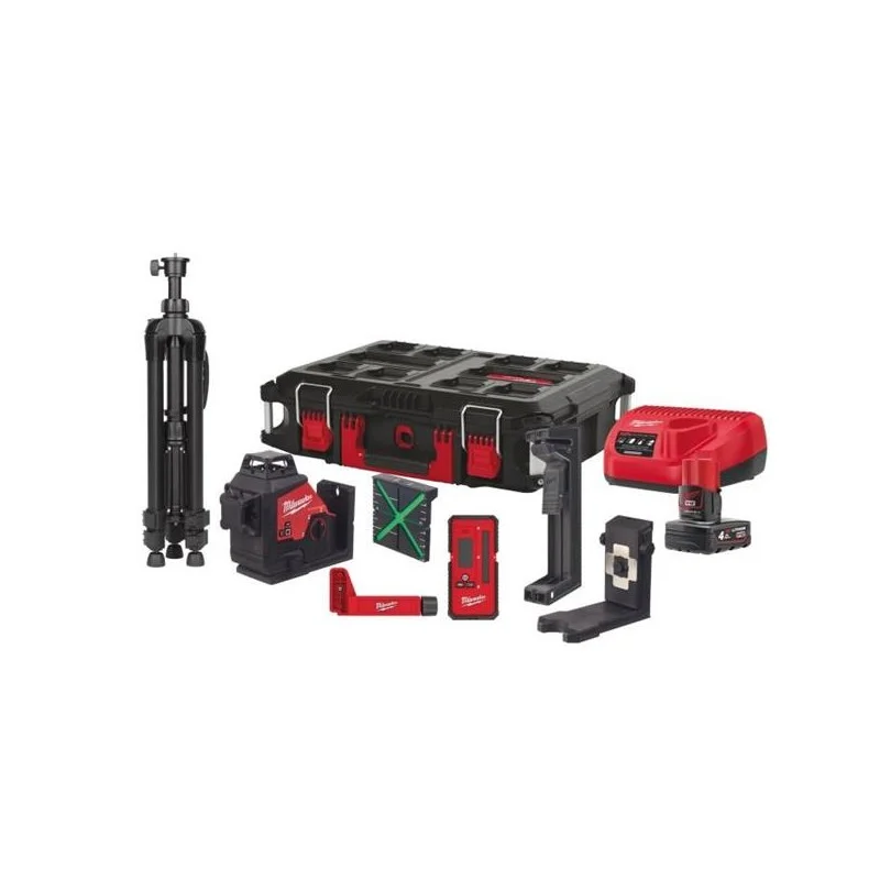 Laser M12 3PL Kit - TRP120, LLD50, LM360, HIVIST, Clip, 1 batteria 12 V 4 Ah, 1 valigetta Packout